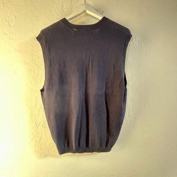 OSCC Old School Clothing Co. Womens Argyle Sweater Vest Navy Large V-Neck New - Picture 2 of 6